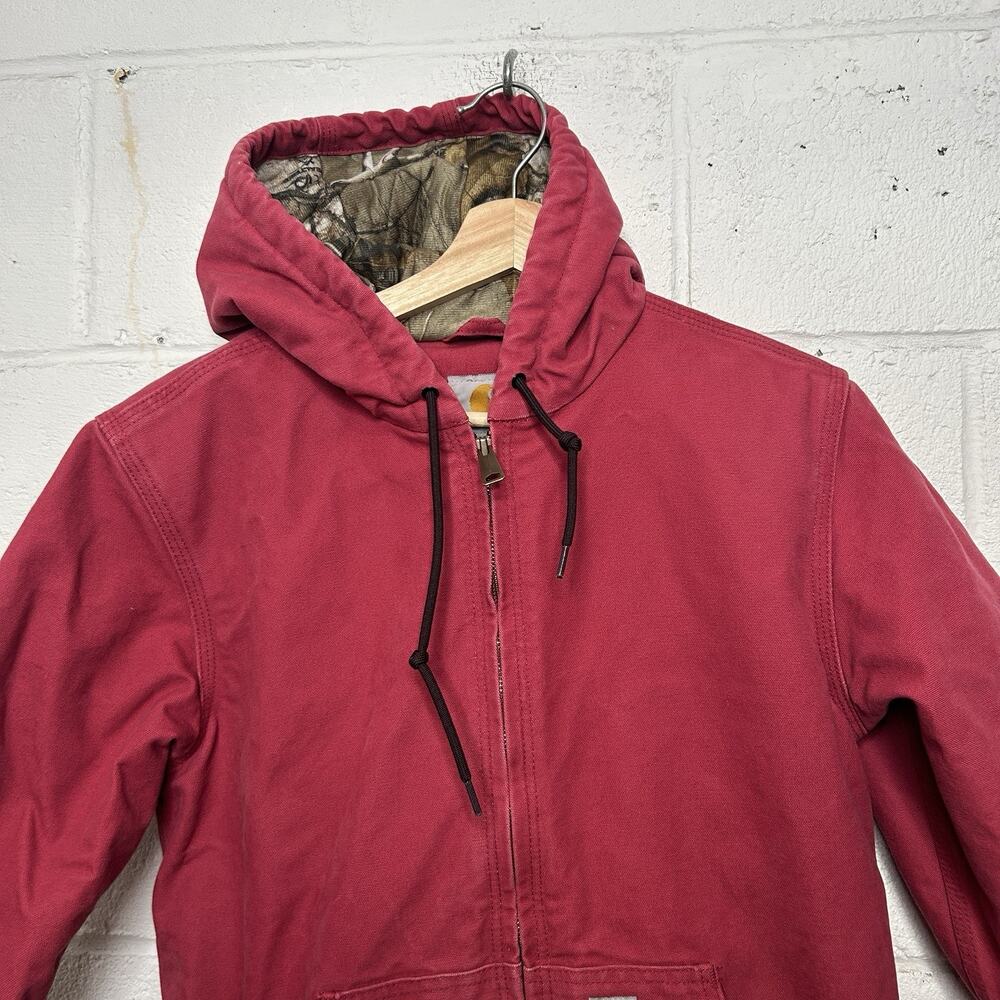 Carhartt Quilted Camo-Lined Hooded Active Jacket “Crabapple” View 4
